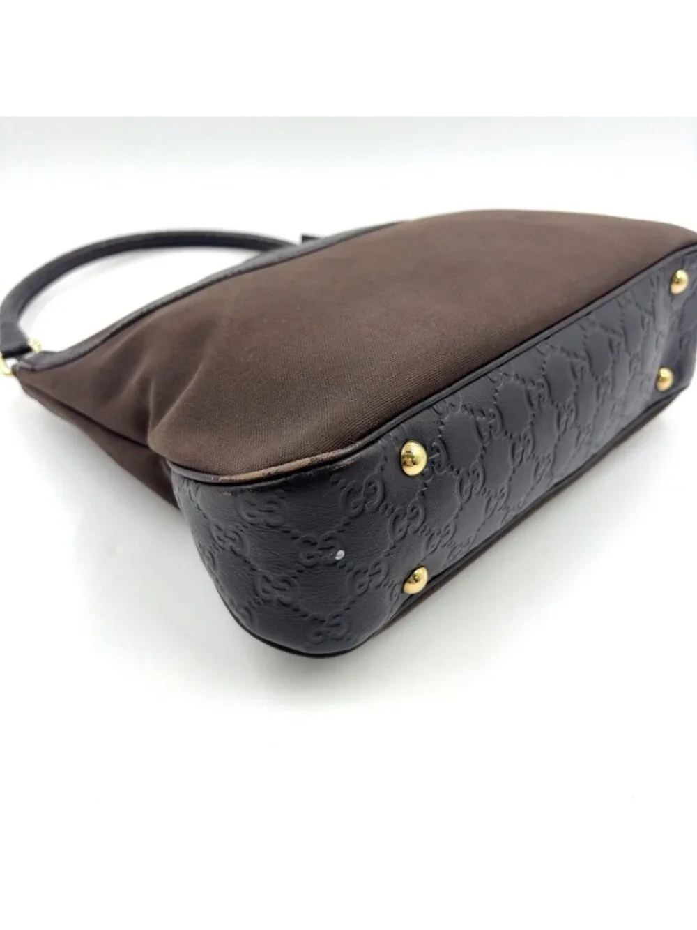★SOLD★ Gucci Limited Guccissima Leather Canvas Dark Brown Shoulder Bag Silver - Picture 14 of 15